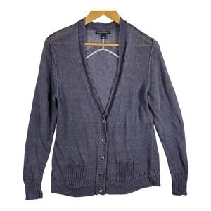 Banana‎ Republic Women's XL Cardigan 100% Linen Periwinkle * Runs Small